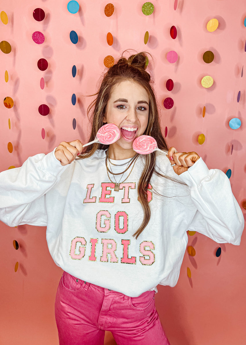 PREORDER-Let's Go Girls Sequin Patch Sweatshirt by Jess Lea Boutique