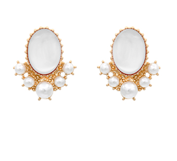 Oval pearl earrings deals