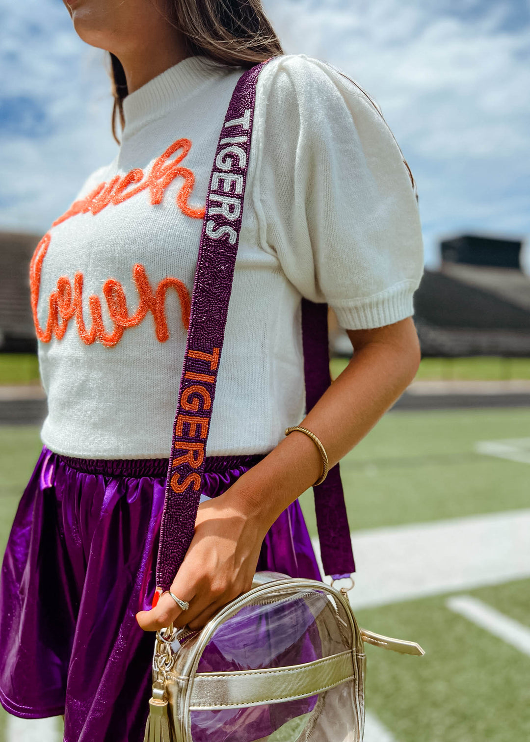Clemson clear purse top
